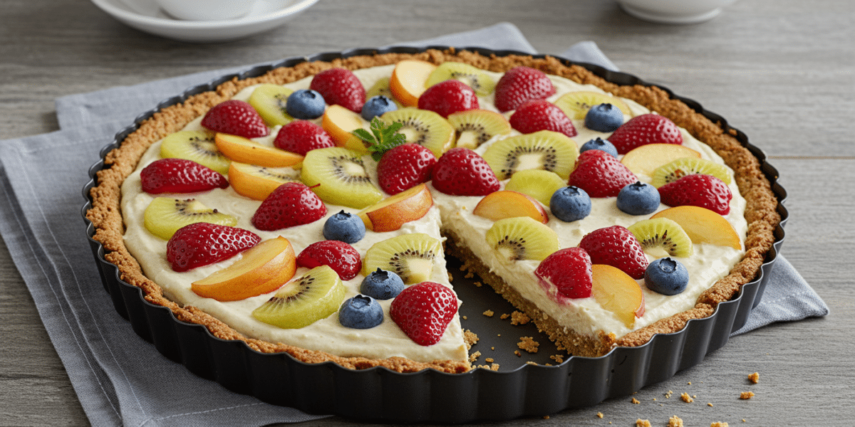 Tarte végétalienne sans œuf et sans lait à la crème d&rsquo;amandes et fruits frais