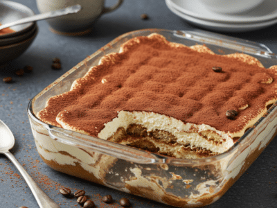Tiramisu sans œuf au mascarpone et crème végétale