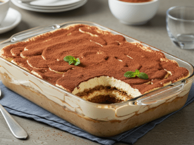 Tiramisu sans œuf au tofu soyeux