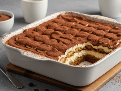 Tiramisu sans œuf ni mascarpone, crème onctueuse à la ricotta