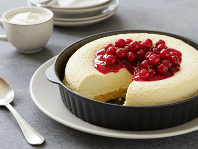 Bavarois végétal sans lait à la vanille et fruits rouges
