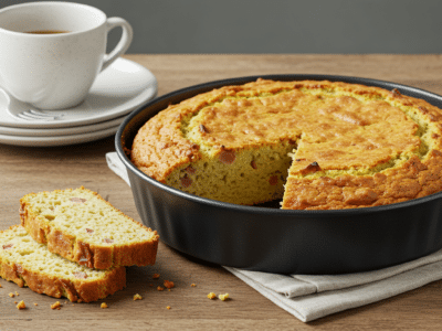 Cake salé sans lait aux légumes et jambon