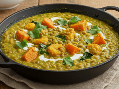 Dhal de lentilles vertes sans lait de coco