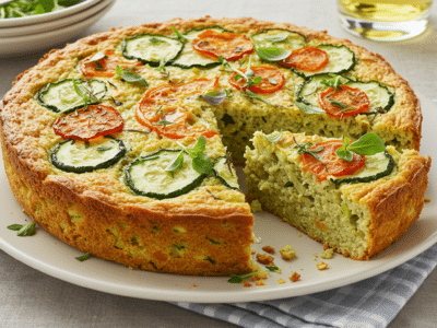 Gâteau apéro salé sans lactose aux herbes et légumes