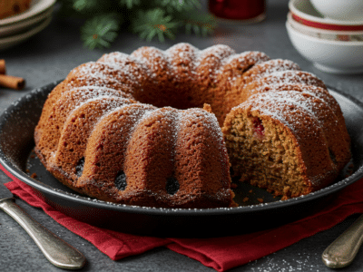 Gâteau de Noël sans lactose moelleux aux fruits secs et épices