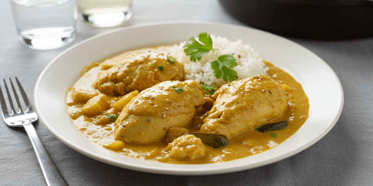 Poulet au curry avec lait de coco sans lait