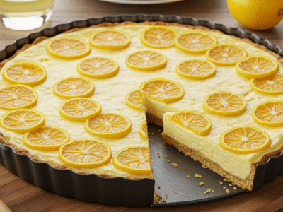 Tarte au citron sans lait, recette gourmande et acidulée