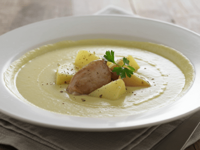 Velouté de poireaux sans lait, crémeux et léger
