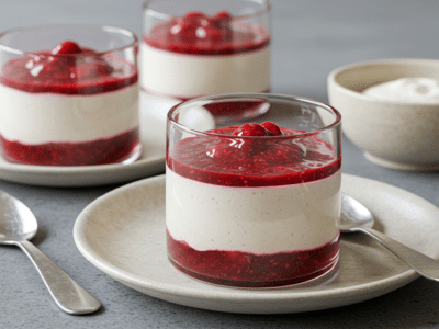 Verrine dessert sans lactose aux fruits rouges et mousse de coco