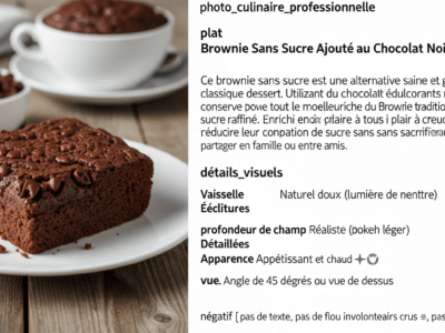 Brownie Sans Sucre Ajouté au Chocolat Noir et Noix