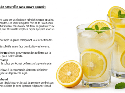 Citronnade naturelle sans sucre ajouté