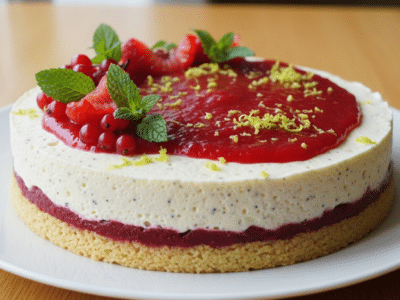 Entremet Sans Sucre à la Vanille et aux Fruits Rouges