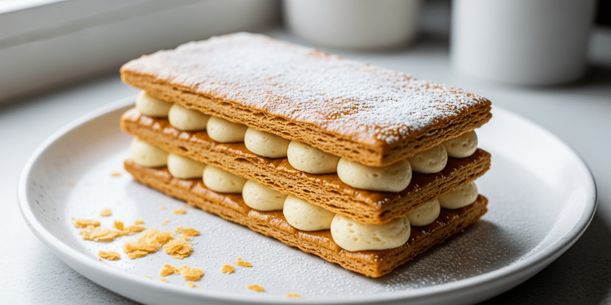 Mille-feuille sans sucre ajouté, crème légère à la vanille