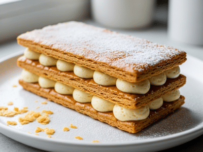 Mille-feuille sans sucre ajouté, crème légère à la vanille
