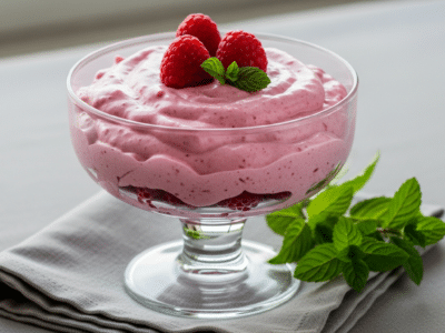 Mousse légère de framboises sans sucre ajouté