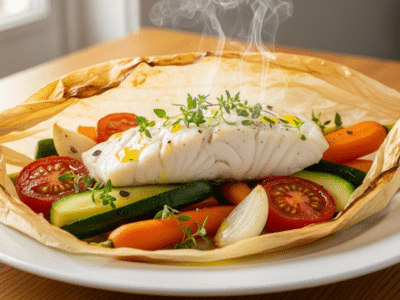 Poisson en papillote au four avec légumes parfumés