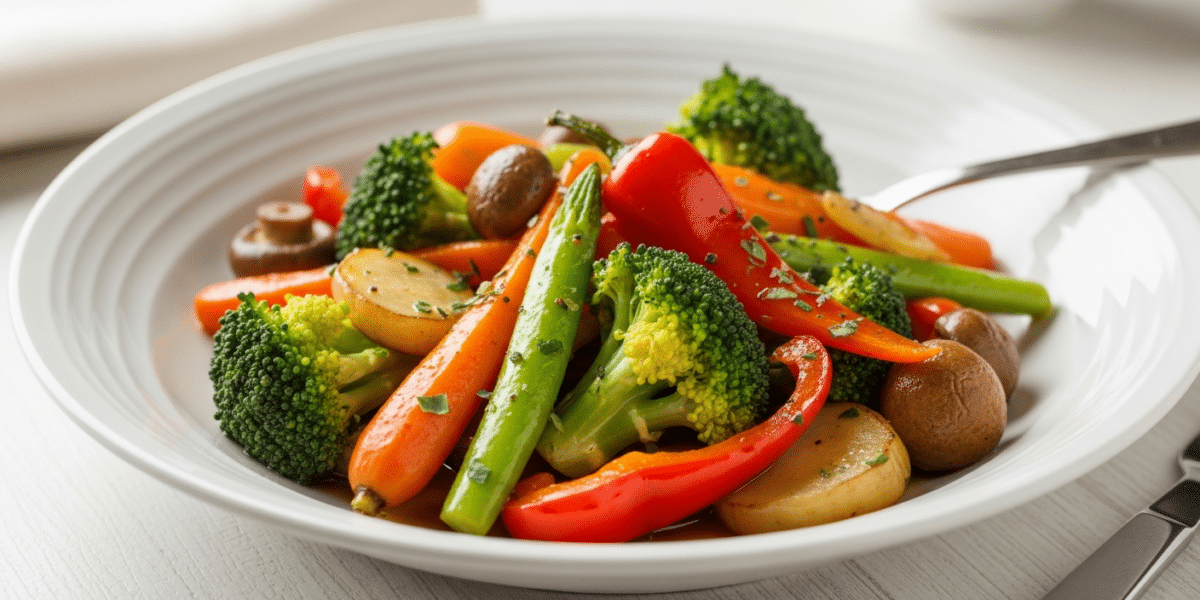 Wok de légumes croquants sans sauce soja