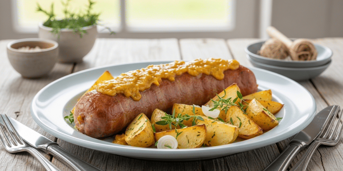 Andouillette à la moutarde au four sans vin blanc