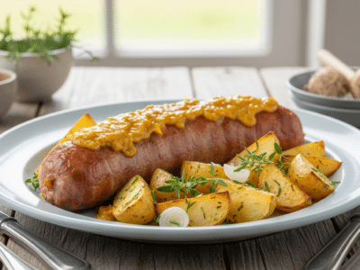 Andouillette à la moutarde au four sans vin blanc