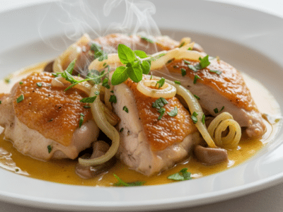 Émincé de poulet à la moutarde sans crème