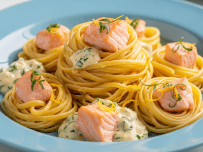 Pâtes au saumon sans FODMAP