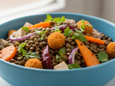 Salade de lentilles vertes sans moutarde