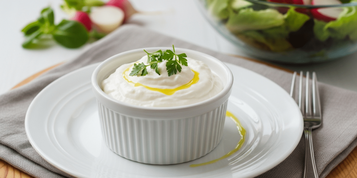 Sauce salade au fromage blanc sans moutarde