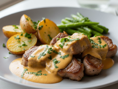Sauté de porc à la moutarde sans crème