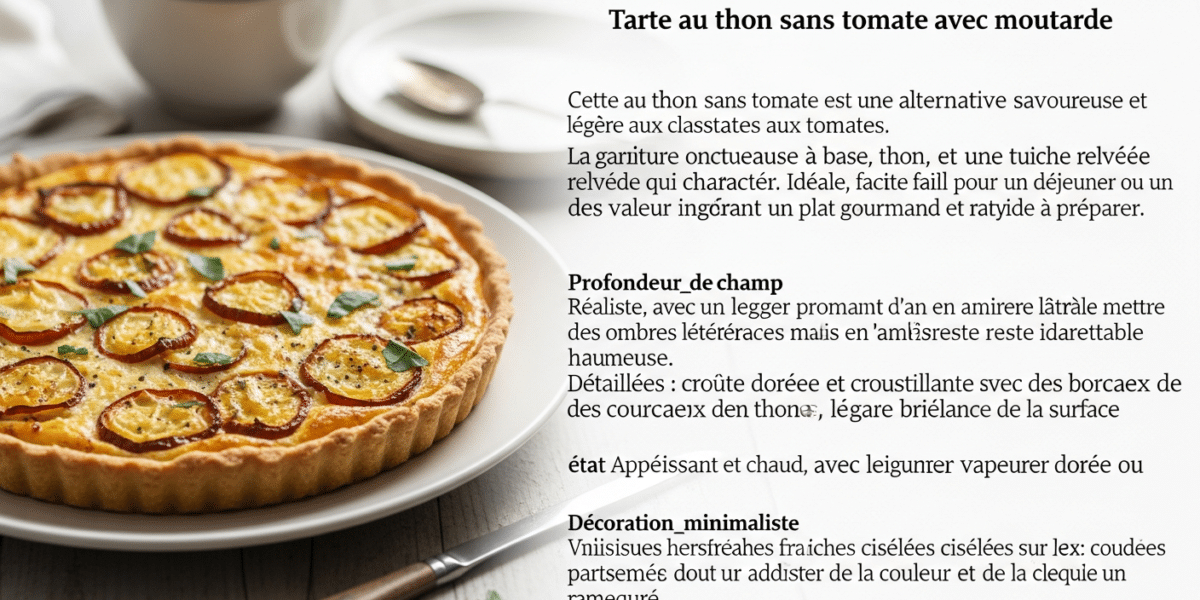 Tarte au thon sans tomate avec moutarde