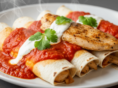 Enchiladas sans FODMAP à la sauce tomate épicée et poulet