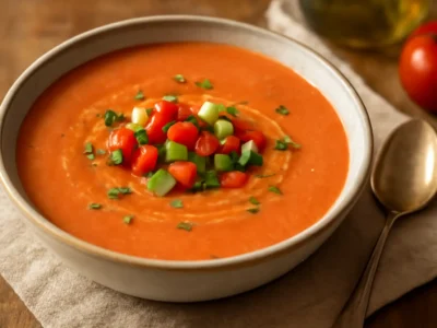 Gaspacho andalou sans gluten et sans lactose – version fraîche et veloutée