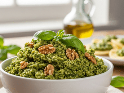Pesto sans FODMAP traditionnel aux noix et basilic