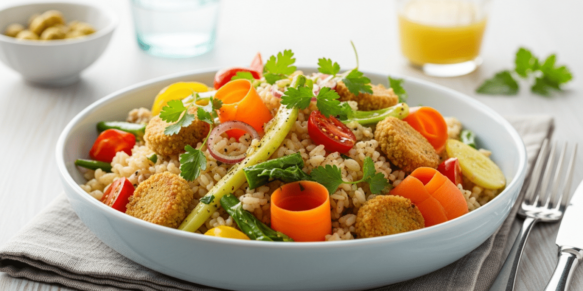 Salade de riz sans FODMAP savoureuse et fraîche