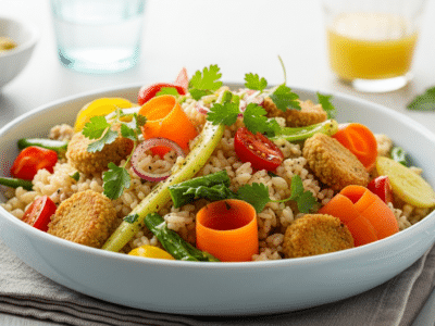 Salade de riz sans FODMAP savoureuse et fraîche