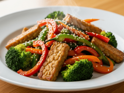 Tempeh sauté aux légumes sans FODMAP