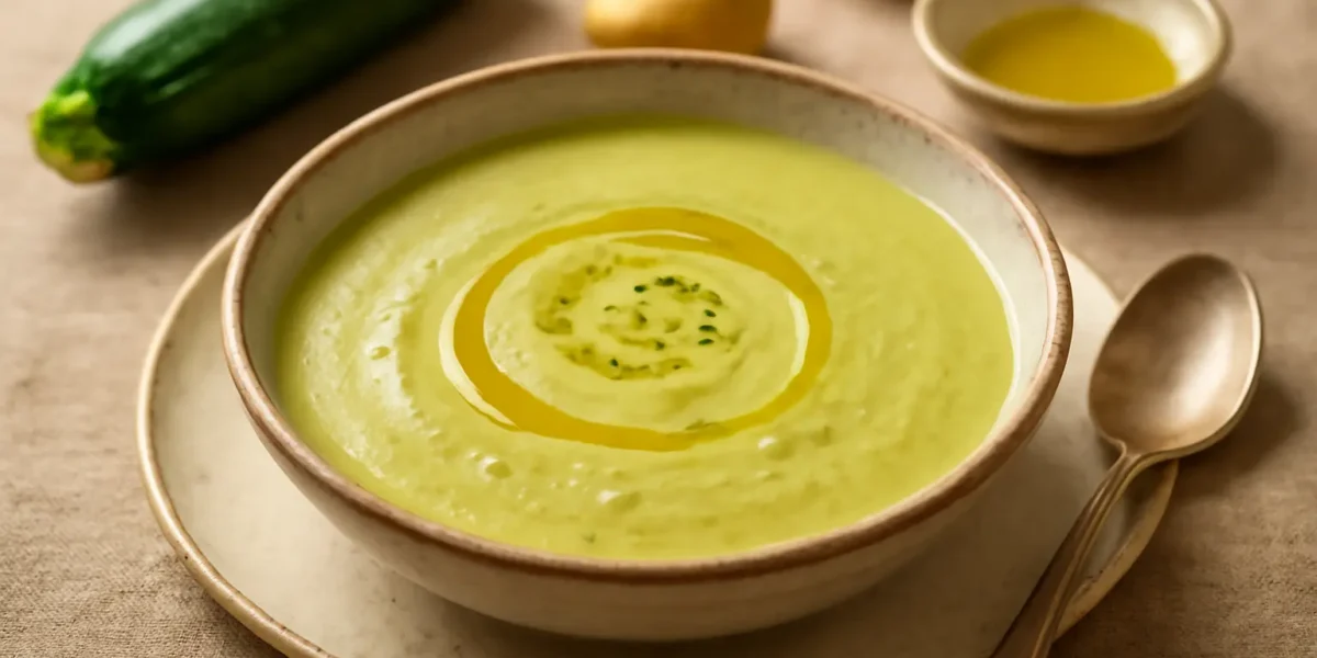 Velouté de courgettes sans lactose, velouté onctueux à l&rsquo;huile d&rsquo;olive