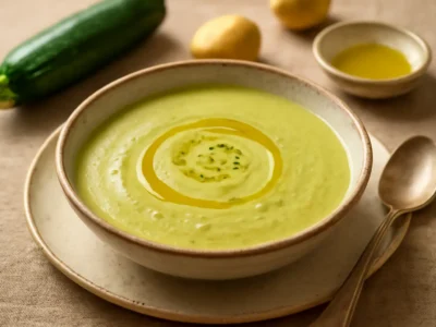 Velouté de courgettes sans lactose, velouté onctueux à l&rsquo;huile d&rsquo;olive