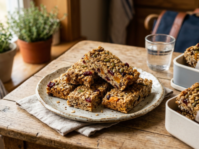 Barres de céréales maison sans arachides et sans gluten pour goûter d&rsquo;école