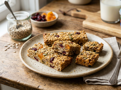 Barres énergétiques maison sans arachides ni fruits à coque, parfaites pour le snack à l&rsquo;école