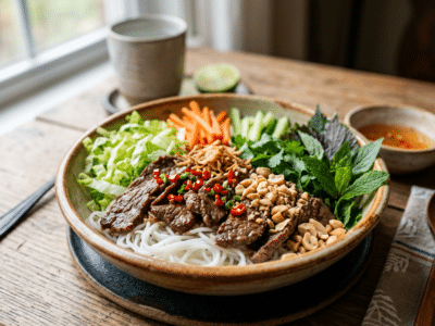 Bo Bun sans soja ni sésame, salade vietnamienne traditionnelle revisité