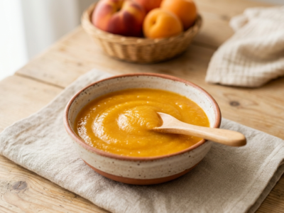 Compote bébé à la pêche et à l&rsquo;abricot sans gluten ni œufs