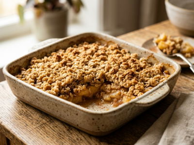 Crumble aux pommes sans amandes et sans beurre