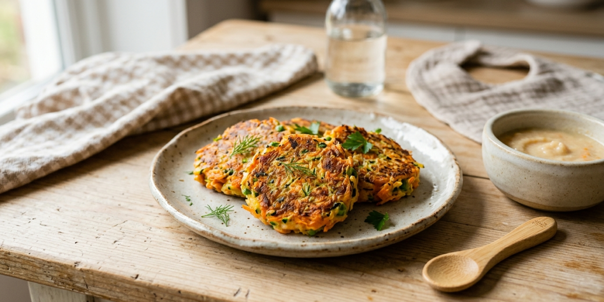 Galettes de légumes maison pour bébé sans gluten et sans œufs
