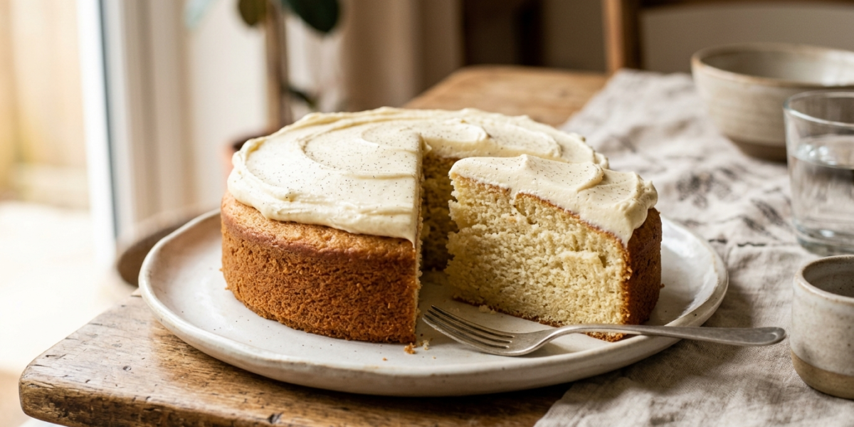 Gâteau moelleux à la vanille sans fruits à coque, sans arachides et sans soja
