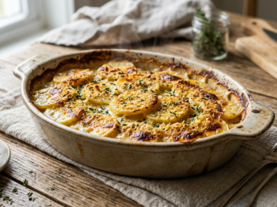 Gratin de pommes de terre sans gluten, sans lactose et sans soja