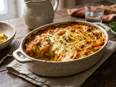 Gratin de potimarron et pommes de terre sans fruits à coque et sans lactose