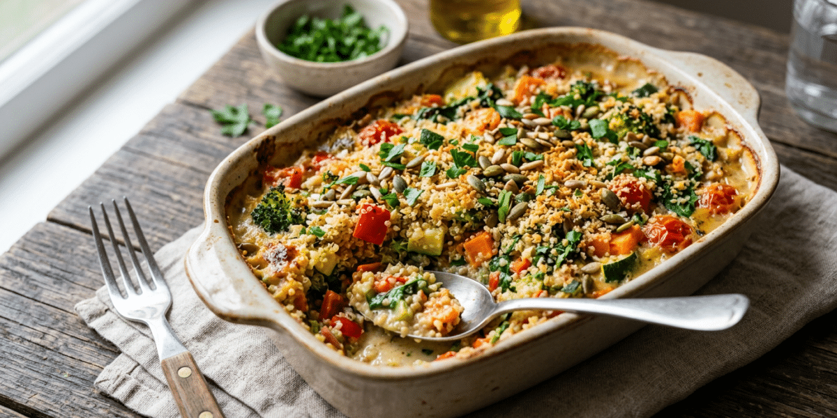 Gratin de quinoa sans lactose et sans œuf