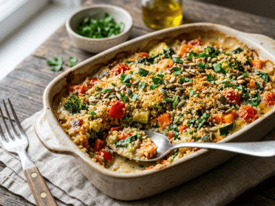 Gratin de quinoa sans lactose et sans œuf