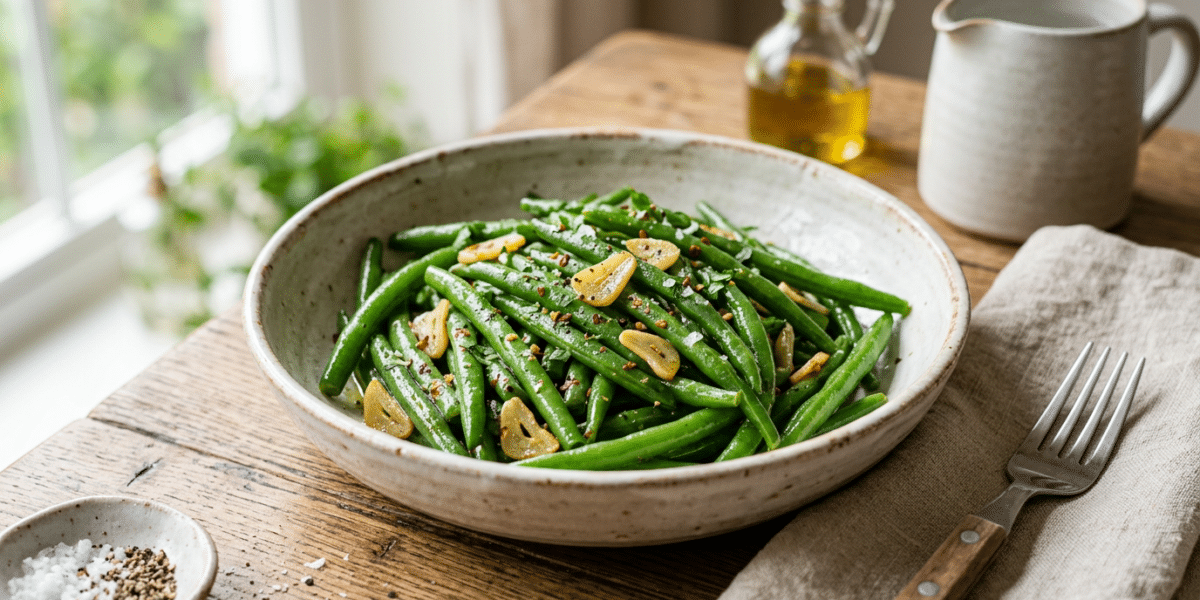 Haricots verts à l&rsquo;ail sans gluten ni lactose