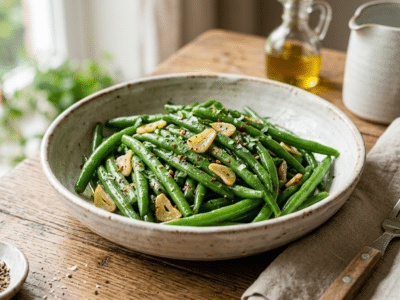 Haricots verts à l&rsquo;ail sans gluten ni lactose